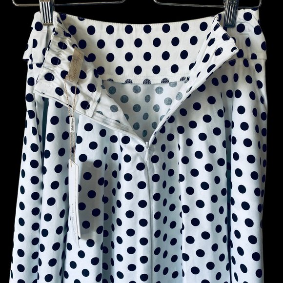 Belle Poque Sz Sm Rockabilly Retro Pin Up 50s High Waist Polka Dot Skirt New - Picture 6 of 15